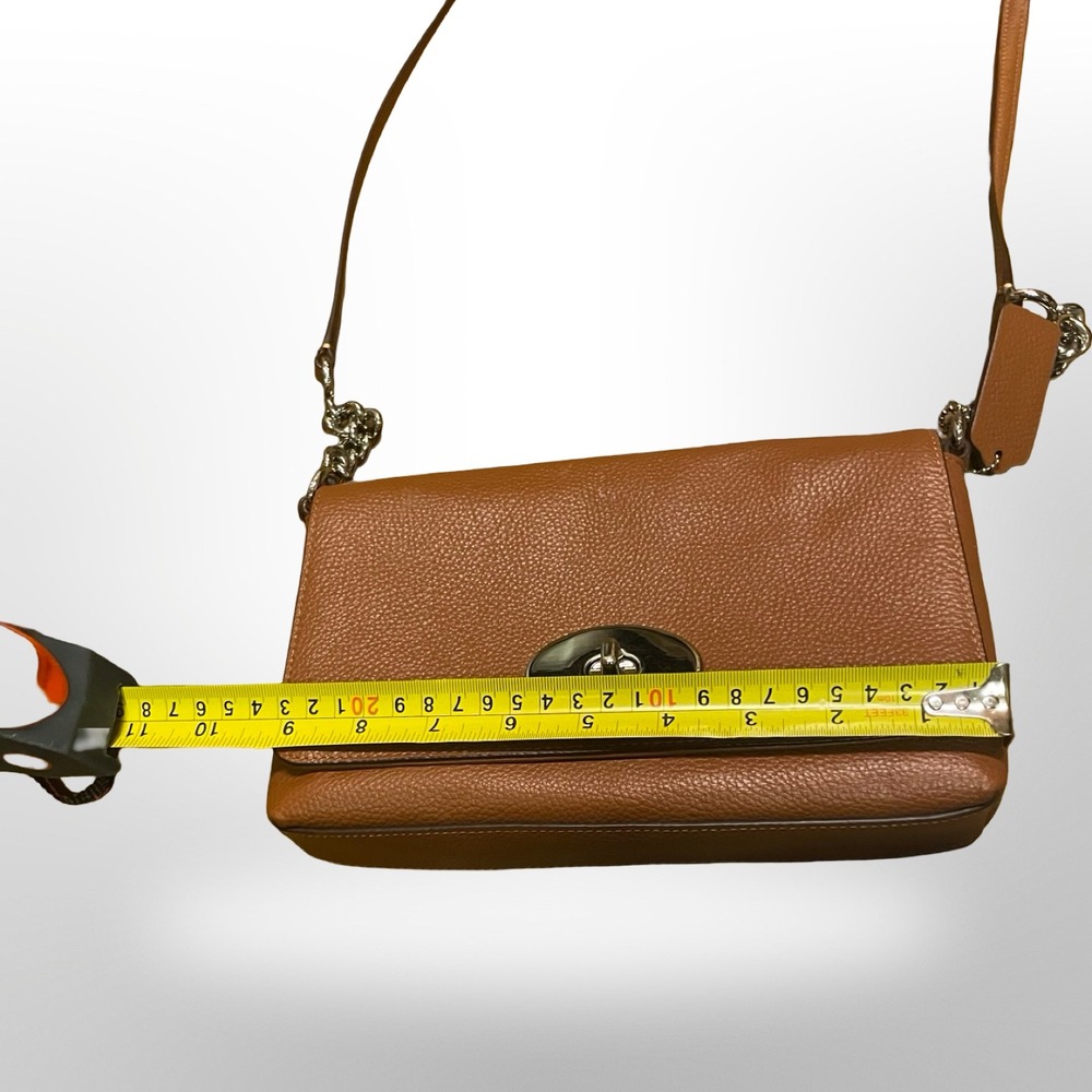 Coach Pebbled Leather Turnlock Crossbody Bag Brown brass Hardware luxury chic - Picture 10 of 10